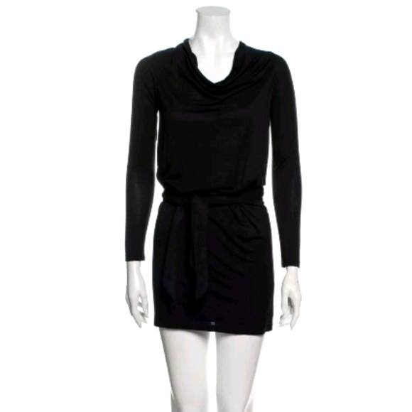 Haute Hippie Women Dress 100% Silk Black Long Slee